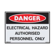 842526 Small Stick On Labels - Danger Electrical Hazard Authorised Personnel Only 