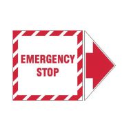 845321 Lockout Tagout Labels - Arrow Label Emergency Stop