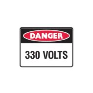 852606 Small Stick On Labels - Danger 330 Volts 