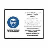 871594 Multilingual Sign - Eye Protection Must Be Worn 