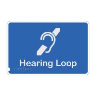 875062 Premium Braille Sign - Hearing Loop B-W 