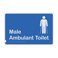 875064 Premium Braille Sign - Male Ambulant Toilet B-W 