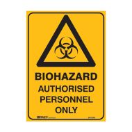PF835083 Warning Sign - Biohazard Authorised Personnel Only 