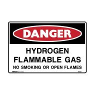 PF835158 Danger Sign - Hydrogen Flammable Gas No Smoking Or Open Flames 