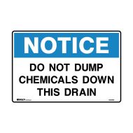 PF841275 Notice Sign - Do Not Dump Chemicals Down This Drain 
