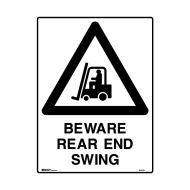 PF843535 Forklift Safety Sign - Beware Rear End Swing 