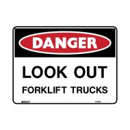 PF843889 Forklift Safety Sign - Danger Look Out Forklift Trucks 