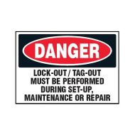 PF854210 Lockout Tagout Labels - Danger Lockout Tagout Must be Performed During Set Up Labels
