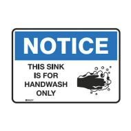 PF877161 ToughWash Sign - Notice This Sink Is For Handwash Only 