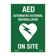 AED Defibrillator Labels - AED on Site, 90 x 125mm, Pack of 5