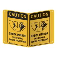 3D Warehouse Forklift Projecting Sign - Caution Check Mirror For Traffic, 250 x 175mm, Poly