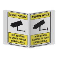 3D Security Notice Projecting Sign - This Building is Under 24 Hour Surveillance, 250 x 175mm, Poly