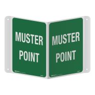 3D Exit and Evacuation Projecting Sign - Muster Point, 250 x 175mm, Poly