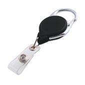 Retractable Reel with Carabiner Clip and Card Strap Black