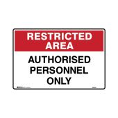 PF845085 Restricted Area Sign - Authorised Personnel Only 